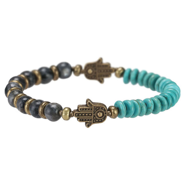 HAMSA Bracelet: Labradorite & Turquoise