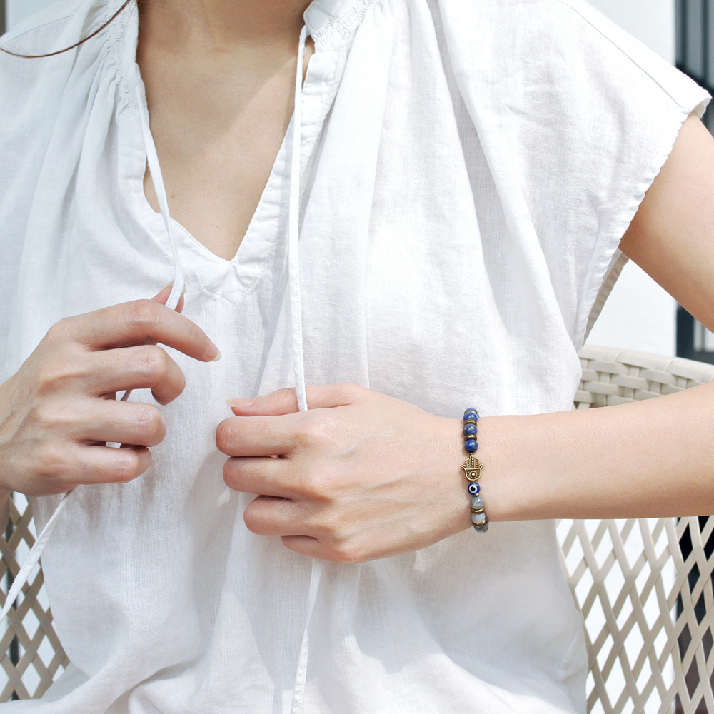 HAMSA Bracelet: Lapis Lazuli & Eagle's Eye