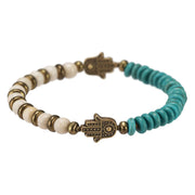 HAMSA Bracelet: Petrified Wood & Turquoise